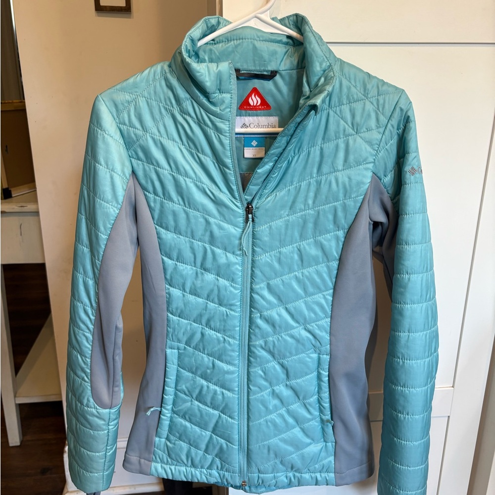 Columbia Women's Aqua and Gray Ski Jacket